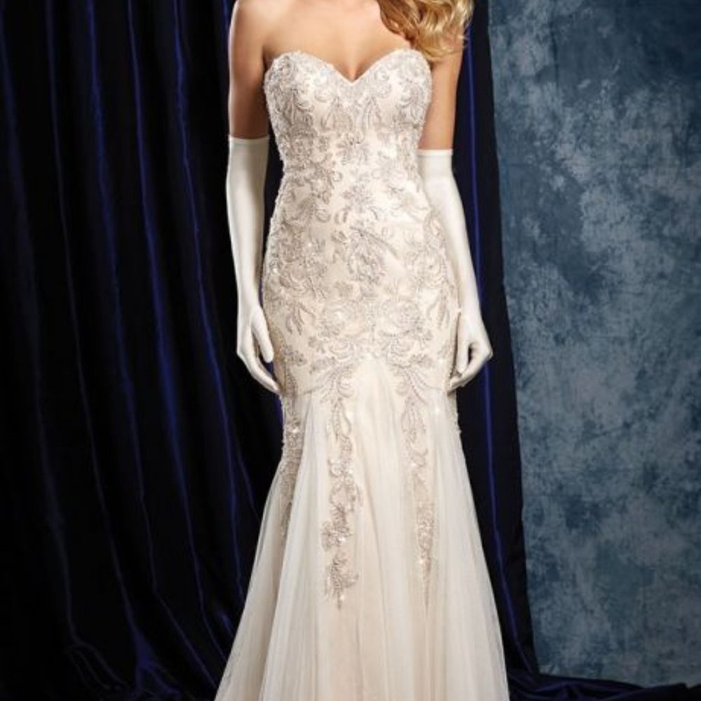 Alfred Angelo Beaded Fit & Flare Wedding Dress